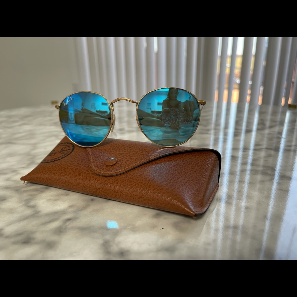 Blue and gold Ray Ban Circular Sunglasses